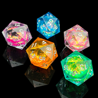 Magnifiques dés de jeu de table polyédriques D20 à 20 faces, faits à la main en résine, à noyau liquide et à bords tranchants, pour D&D et RPG