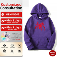 Sweat à capuche pour homme imprimé araignée, avec cordon de serrage et poche kangourou, style streetwear décontracté, personnalisable avec logo
