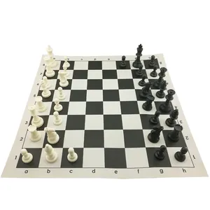 प्लास्टिक टूर्नामेंट मानक शतरंज सेट राजा ऊंचाई 3.75 "और vinyl शतरंज बोर्ड 20" x 20 "के साथ 2 -1/4 "चौकों