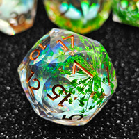 Ensemble de dés DND en résine liquide verte transparente, 7 pièces, dés polyédriques transparents pour jeux de rôle, Dungeons and Dragons, Pathfinder RPG
