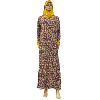 Robe une pièce à capuche en coton à la mode musulmane Abaya imprimée Ethnique Maroc Dubaï Turquie Moyen-Orient Robe djellaba abaya