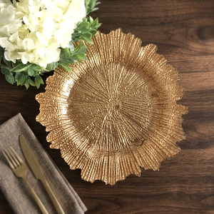 Assiette décorative en or irrégulière, faite à la main, en métal poli, style glamour, pour mariage - Product Image 4
