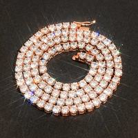 Haute Qualité 2Mm 3Mm 4Mm 8Mm Micro 10K 14K Plaqué Or Vvs Moissanite Diamant 925 Sterling Silver Tennis Chaîne Collier
