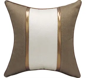 Solid Decorative <strong>Pillow</strong> Covers <strong>Euro</strong> <strong>Pillow</strong> Sham 18*18 Soft Embossed Texture Leather Spliced Decorative Couch Throw <strong>Pillow</strong> Cover - Product Image 1