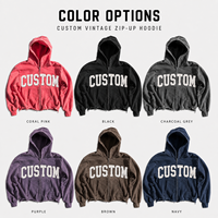 Hoodie streetwear personnalisé, coupé et cousu, zippé, avec appliqué, broderie effet vieilli et patch, délavé à l'acide