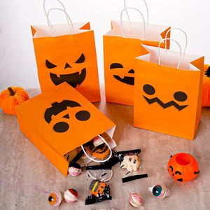 Bolsa de Regalo para Dulces de Halloween, con Asa Retorcida, Resistente a la Humedad, Impermeable, Reutilizable, de Papel Kraft de Lujo, para Entrega de Alimentos - Product Image 5