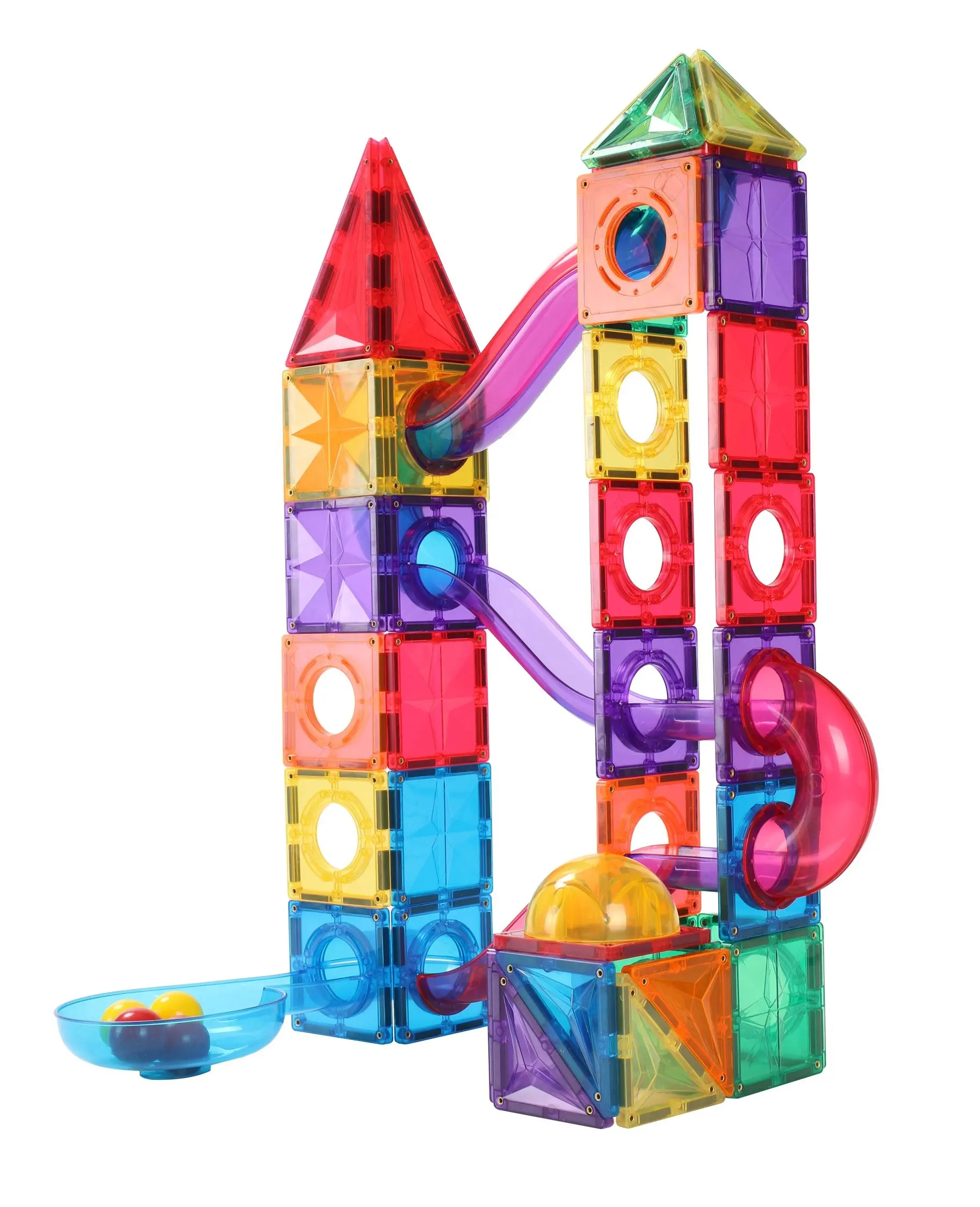 बच्चे इमारत ब्लॉक 100pcs प्लास्टिक abs पारदर्शी MNTL संगमरमर चलाने चुंबकीय टाइल्स संगमरमर दौड़ चलाने ट्रैक रोलिंग गेंद खिलौना
