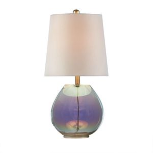 Lampe de table LED moderne en verre irisé DB Ranier, abat-jour blanc 4100K pour chambres et bureaux - Product Image 6