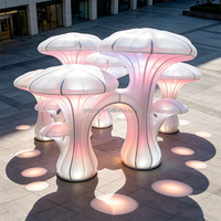 Ensemble de sculptures LED RGB en acier inoxydable à changement de couleur, étanche IP65, éclairage géant lumineux en forme de champignon, contrôle par télécommande/boutons