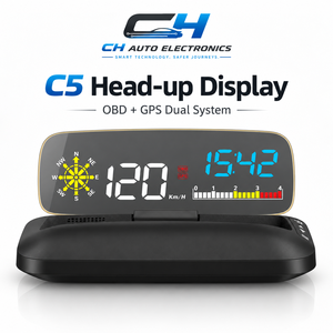 HUD <span class=keywords><strong>de</strong></span> voiture <span class=keywords><strong>à</strong></span> écran large <span class=keywords><strong>de</strong></span> 14,3 cm, avec affichage stéréo flottant, système double OBD2 GPS et navigation via application Bluetooth, synchronisation avec boussole - Product Image 1
