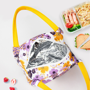 Custom Printed Flower Aluminum Foil <strong>Women</strong> Tote PU Leather Food Insulated Thermal <strong>Lunch</strong> <strong>Bag</strong> - Product Image 6