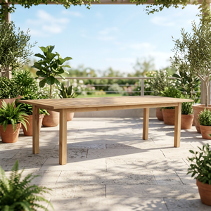 Mesa de Comedor Rectangular Moderna de Madera con Acabado Natural, Diseño Minimalista, Muebles Estables para Patio Exterior - Product Image 1
