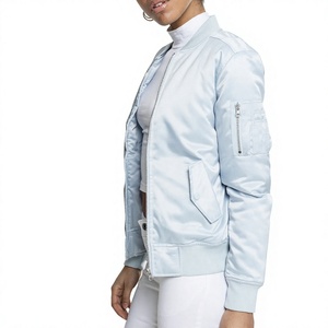 Custom Women’s Satin Bomber Jacket – Premium <b>Ladies</b> Fashion Outerwear <b>Lightweight</b> Zip Up Jacket Wholesale OEM Made In Pakistan - Product Image 4