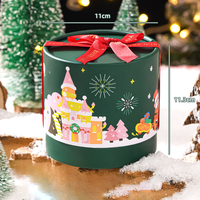Cajas de Regalo Navideñas Personalizadas con Ventana, Cajas de Embalaje Redondas de Papel Rígido con Logotipo Impreso Personalizado al por Mayor