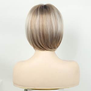 Aishili วิกผมบ๊อบสั้นผมบลอนด์หน้าม้าสีบลอนด์ผสมสีทอง - Product Image 5