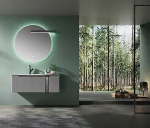 BNITM Modern banyo aynası Combo özel ışıklı dolap led'i ayna lavabo ile basit ve zarif SS dikdörtgen mobilya