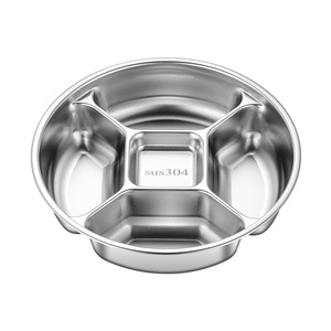 Stainless Steel Round Tray 5 Compartments For Vegetables Serving Home Kitchen Dishwasher Safe - Product Image 3