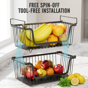 Paquete <span class=keywords><strong>de</strong></span> 4 Cestas Apilables <span class=keywords><strong>de</strong></span> Alambre para Organizar Armarios <span class=keywords><strong>de</strong></span> Despensa, Refrigerador, <span class=keywords><strong>Congelador</strong></span>, Almacenamiento <span class=keywords><strong>de</strong></span> Verduras, Patatas, Cebollas, Frutas - Product Image 3