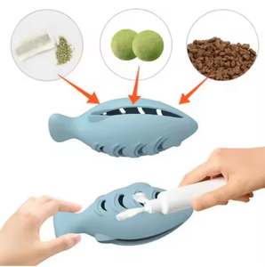 Juguete masticable de silicona ecológico en forma de pez para gatos, limpieza de dientes y roer, juguete para mascotas - Product Image 5