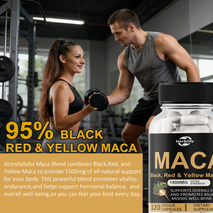 Capsules de racine de maca OEM 1500 mg Extra Strength - Mélange de maca noire, rouge et jaune, soutient la vitalité et l'humeur équilibrée - Complément alimentaire - Product Image 3