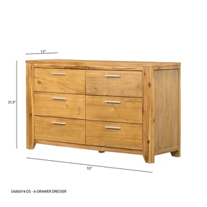 Modern Solid Wood 6-<b>Drawer</b> Dresser 2-<b>Drawer</b> Nightstand Set Standing Bedroom Use Eco-Friendly MDF+Solid Wood | Ready-to-Assemble - Product Image 2