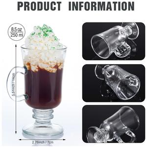 Tasse en <span class=keywords><strong>verre</strong></span> de crème glacée de café Transparent à haute teneur en Borosilicate avec poignée tasse de tasse irlandaise en <span class=keywords><strong>verre</strong></span> de café de qualité alimentaire réutilisable - Product Image 2