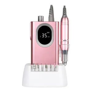 Professionele Aangepaste 35000 Rpm Draagbare E-Bestand Draadloze Oplaadbare Manicure Pedicure Elektrische Nagel Boormachine Voor Salon