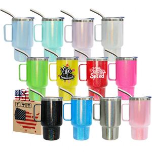 Vasos de chupito holográficos de acero inoxidable de 3 oz con aislamiento al vacío para bebidas frías y calientes, con asa, para sublimación - Product Image 1