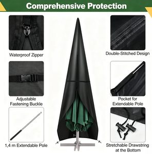Funda Protectora para Sombrilla de Patio, Resistente a Desgarros, con Protección UV, a Prueba de Viento y Polvo, de Tela Oxford, con Cierre - Product Image 5