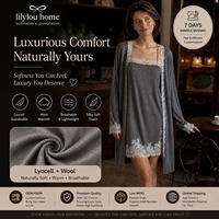 Ensemble Robe de Nuit et Peignoir en Lyocell, Laine et Cachemire pour Femme Glamour – Doux, Léger, Respirant, Dentelle – Vêtements de Nuit OEM ODM Personnalisés