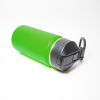 Tragbare Grüne Wasserflasche mit Strohhalm-Deckel & Tragering Auslaufsichere Reiseflasche 350ml Doppelwandige Vakuumisolierte Flasche