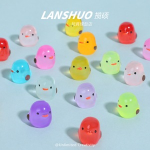 Figura de pollito de resina transparente Lanshuo, brilla en la oscuridad, muñeco de dibujos animados, decoración de escritorio, accesorios de joyería DIY - Product Image 1