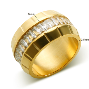 Anillo de acero inoxidable personalizado para pareja de adolescentes, anillo de circón circular de acero de titanio, piedra no caída, nuevo diseño - Product Image 6