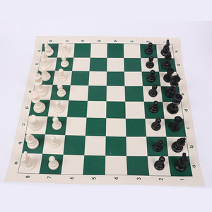 Portable 42cm <strong>Folding</strong> Staunton <strong>Chess</strong> Board Regulation Tournament Roll-Up <strong>Set</strong> with Plastic Pieces for Indoor Travel Storage Bag - Product Image 3