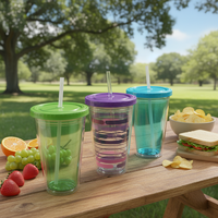 Nouveau produit 2026 – Gobelets en plastique à double paroi personnalisables, réutilisables, écologiques pour le camping en extérieur