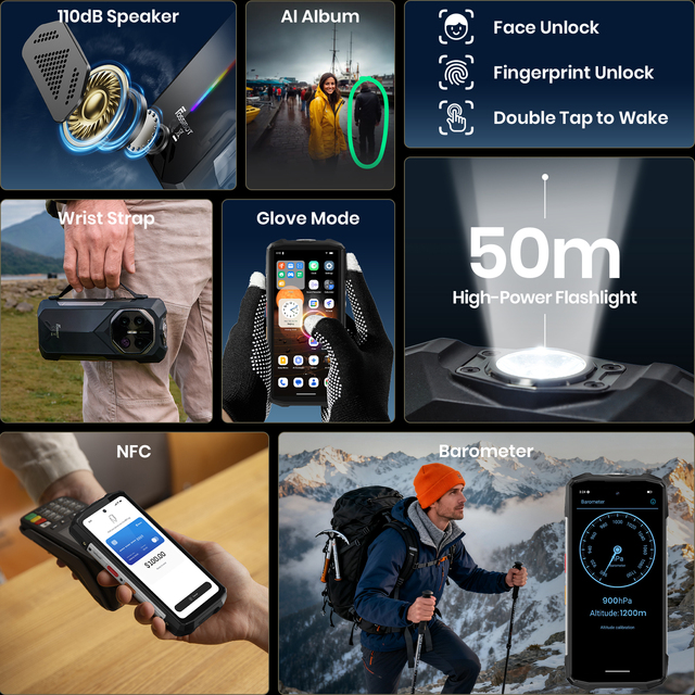 Fossibot F113 Android15 5G Camping Adventure Gaming Outdoor 6.78" IPS Screen NFC 20000mAh Long Distance Night Rugged Smartphone
