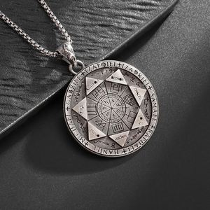 Collar con Colgante del Sello de Salomón, Círculo Mágico de los Siete Ángeles, Amuleto de la Suerte Vintage Punk Personalizado para Hombre, Regalo de Joyería - Product Image 1