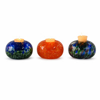 Porte-bougie en verre soufflé à la main, effet confettis, deux tailles, bol rond pour bougie, décoration de centre de table, coupelle en verre coloré pour bougie chauffe-plat