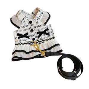 Conjunto de Lujo de Vestido y Arnés de Tweed para Mascotas con Correa 2 en 1, Chaleco Transpirable para Perros, Ropa Elegante para Cachorros y Gatos Pequeños - Product Image 6