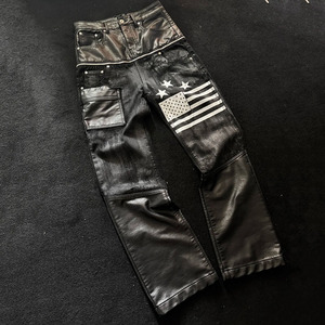 Jeans Vintage di Alta Qualità per Uomo, Stile Baggy con Patchwork, Pantaloni a Gamba Dritta Rock Revival - Product Image 1