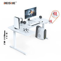 BEISIJIE – bureau debout électrique en forme de L, bureau d'angle debout de 63 pouces, bureau à domicile avec dessus et cadre blancs