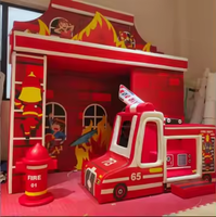 Ensemble de jeu de rôle Camion et Maison de Pompiers pour Enfants – Jouet Éducatif de Pompier pour Jeu d'Imitation, Idéal pour Tout-petits, Aire de Jeu Intérieure, Café