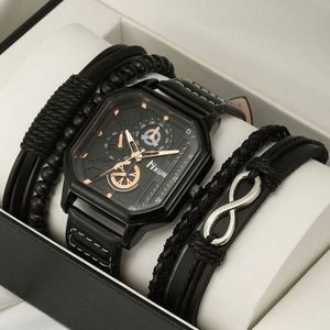 Montre numérique pour femme à grand cadran, bracelet en alliage et simili cuir, mode décontractée, loisirs, sport, étanche 3 ATM, avec fonction push - Product Image 2