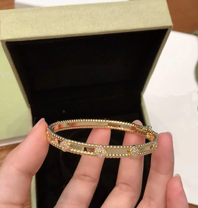 <span class=keywords><strong>Bracelet</strong></span> de luxe unisexe en argent S925 et plaqué or 18 carats avec zircon - Cadeau pour anniversaire de mariage ou fête - Demander le catalogue <span class=keywords><strong>Van</strong></span> <span class=keywords><strong>Cleef</strong></span> - Product Image 6
