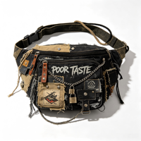 Sac de poitrine et de taille en jean personnalisé style Hip-Hop avec fermeture éclair, design patchwork tendance pour usage quotidien et campus