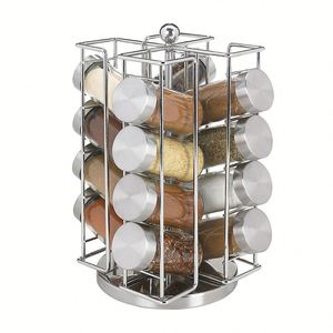 Hot Selling Product <b>Spice</b> Cabinet <b>Organizer</b> Pull Out Mid Century Modern Vertical Rotating <b>Spice</b> <b>Rack</b> With Jars - Product Image 2
