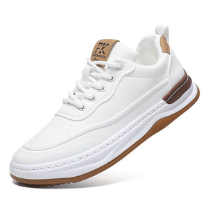 Factory Wholesale Brown White Black Lace-up Breathable Casual Shoes-PU Upper Rubber Sole All Seasons Walking <b>Style</b> for Men - Product Image 1