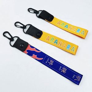 Short Wrist Strap <b>Key</b> <b>Chain</b> Lanyards Carabiner Custom Logo Polyester With Printing Logo Wholesale Promotional Carabiner Keychain - Product Image 5