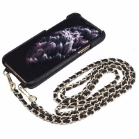 Cuir véritable de grain supérieur sac poche avec fentes pour cartes sac à main bandoulière collier de luxe portefeuille téléphone étui pour iphone 11 pro