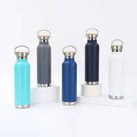 Botol Air Olahraga Vakum Terisolasi Stainless Steel 20 oz dengan Logo Kustom, Tutup Bambu, dan Mulut Standar